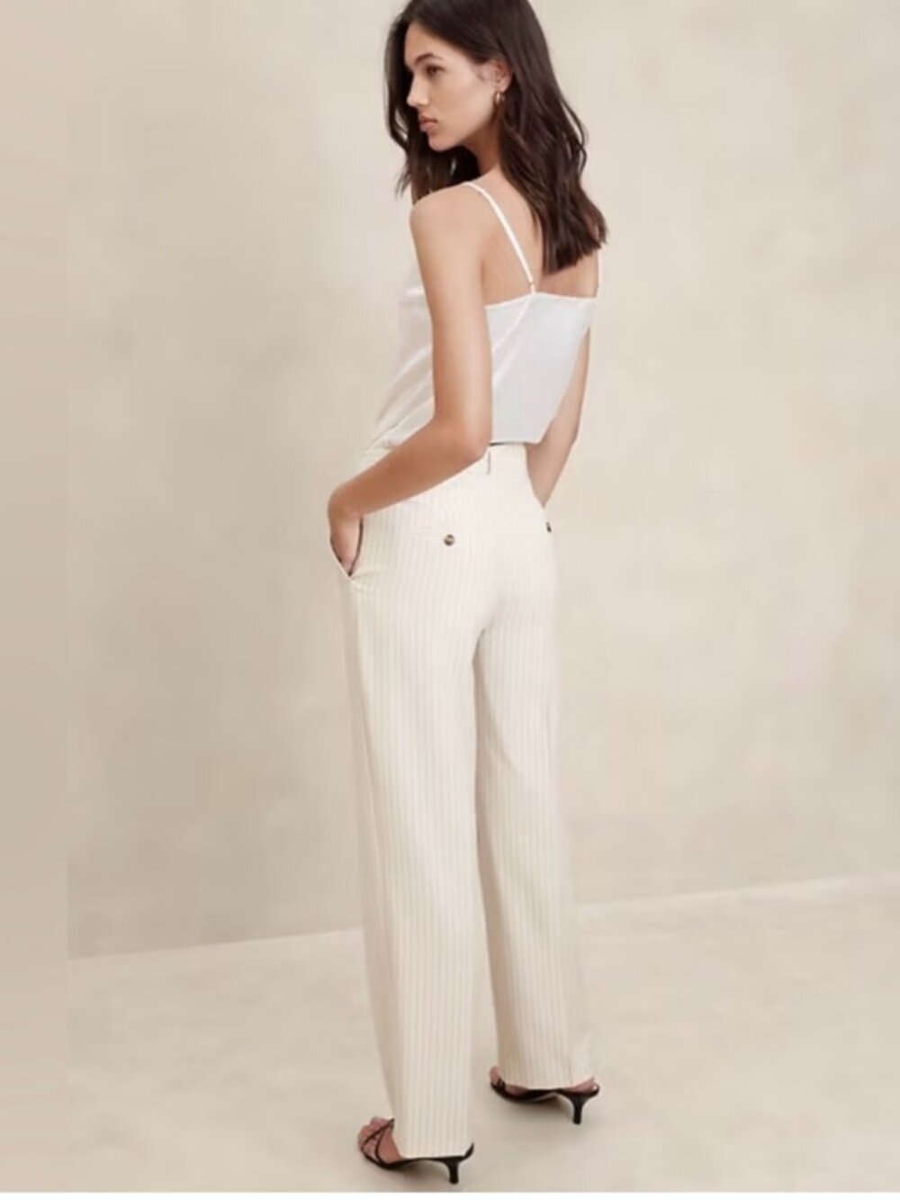 Banana Republic Cream Straight-Leg Trousers